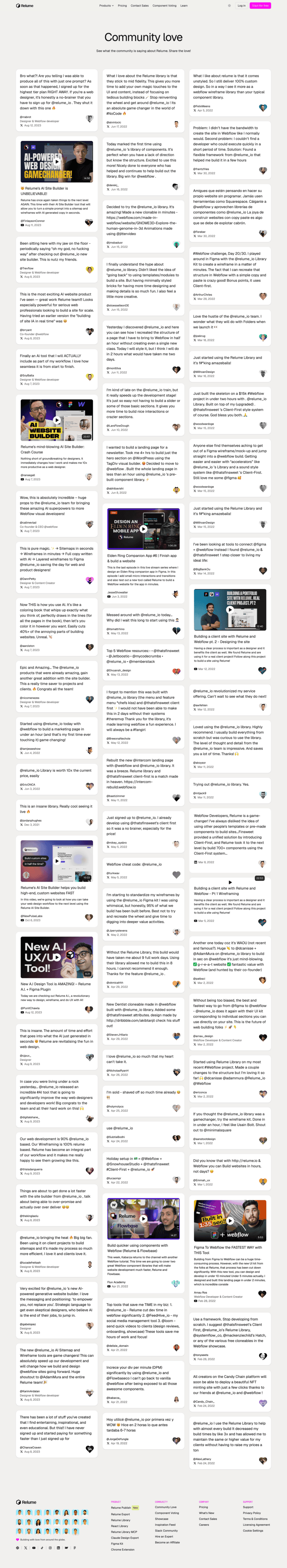 Relume testimonials website preview