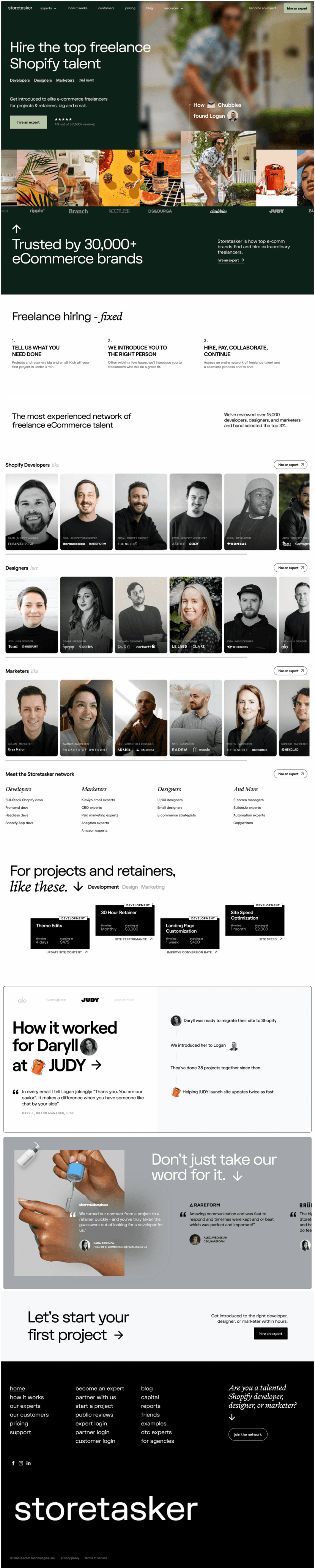 Storetasker landing page website preview
