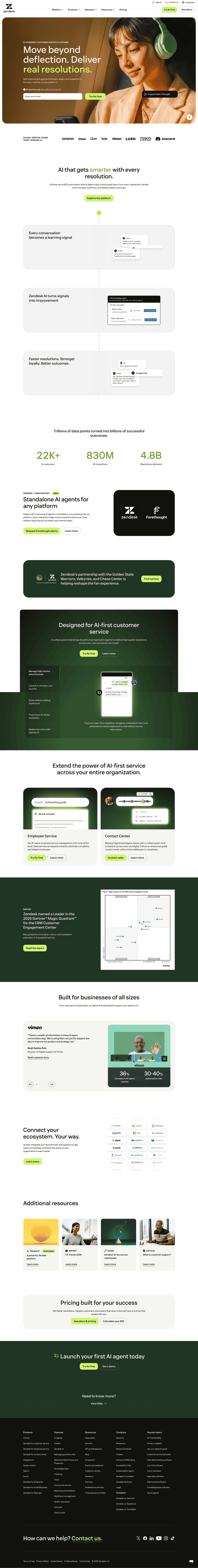 Zendesk landing page website preview